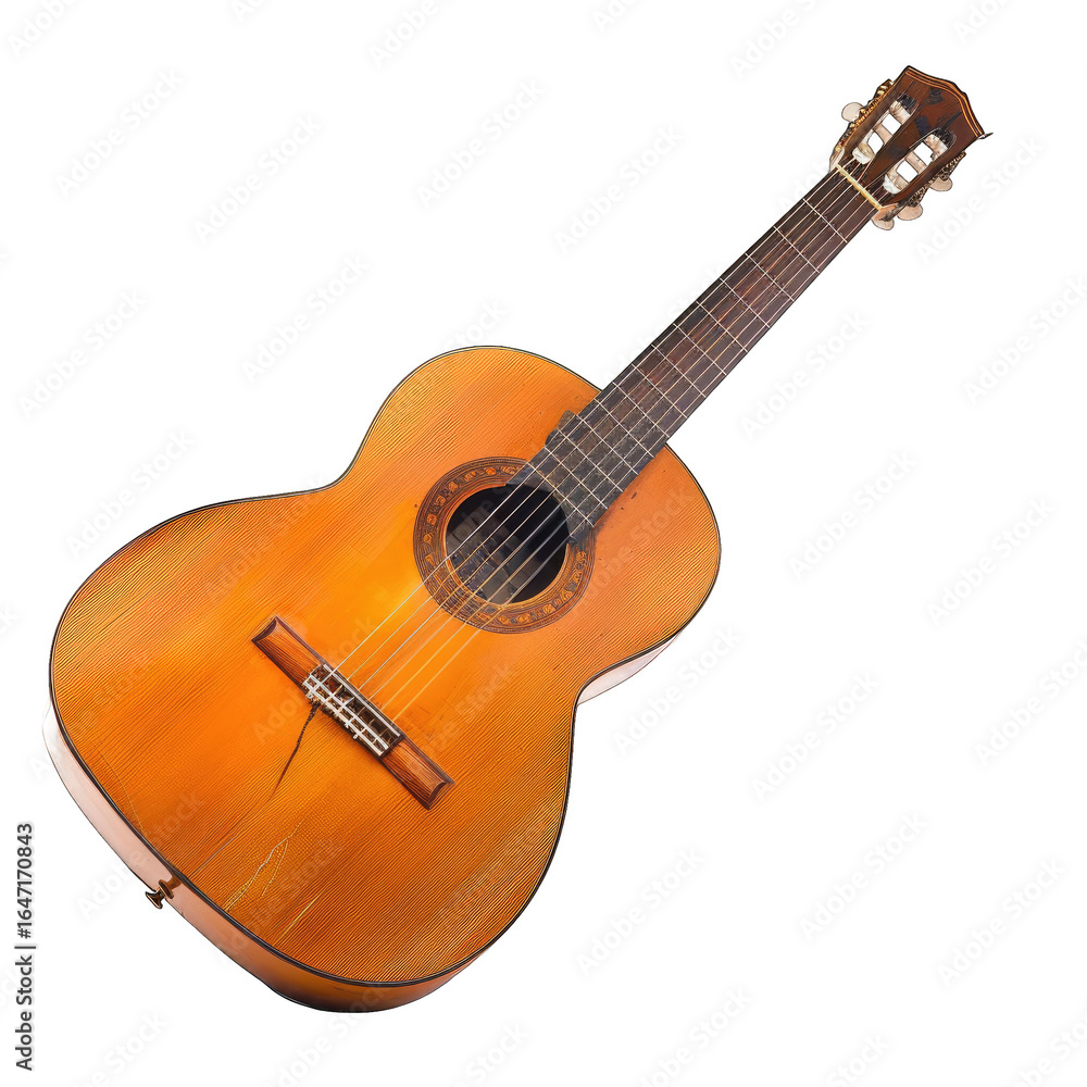 Fototapeta premium Classic acoustic guitar, light orange wood