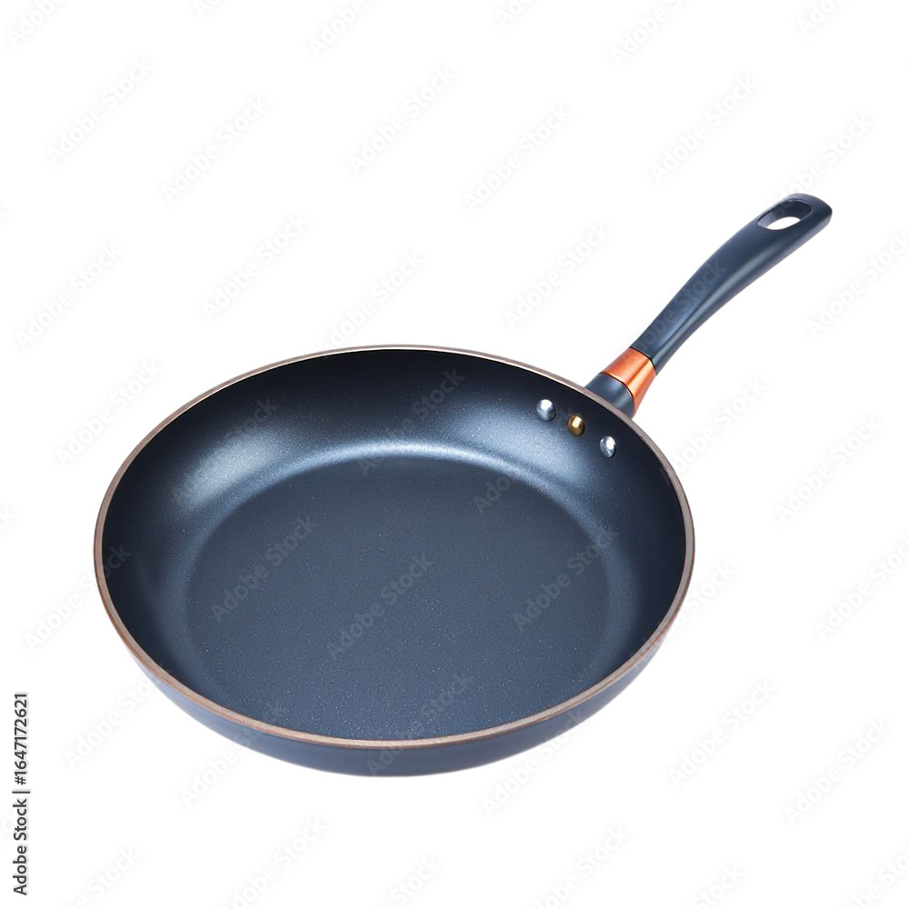Black frying pan with a long handle isolated on transparent background Black frying pan with a long handle isolated on transparent background