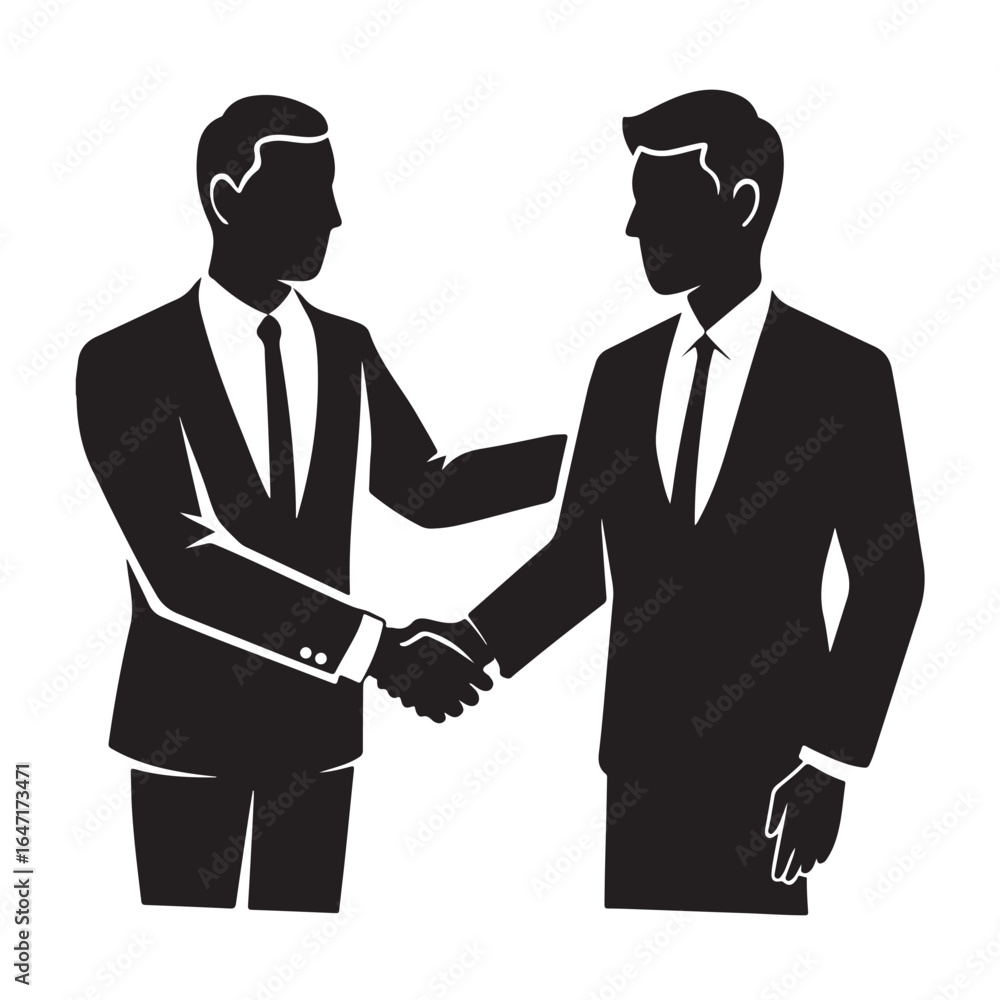 Fototapeta premium Business Handshake Icon - Minimal Silhouette