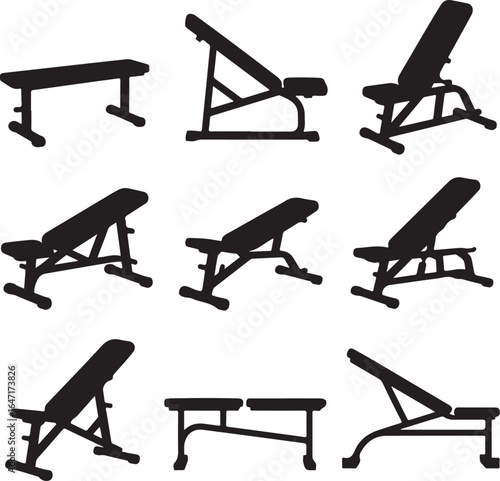 Weightlifting benches silhouette collection exercise equipment