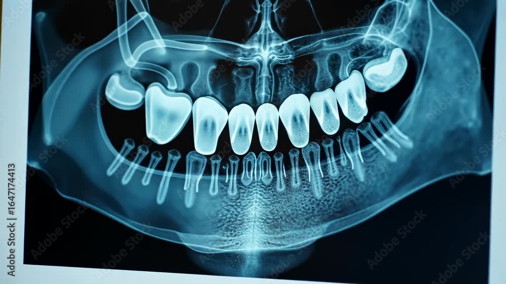 dental x-ray, tooth decay, root canal. Oral health. Tooth cavities show ...