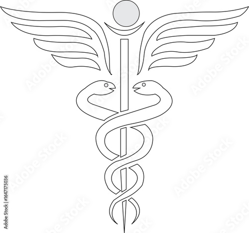 snake medicial icon.Simple flat illustration isolated on white background.Black rod of asclepius,Vector silhouette doodle drawings of medicial symbols of snake with bowl and caduceus
