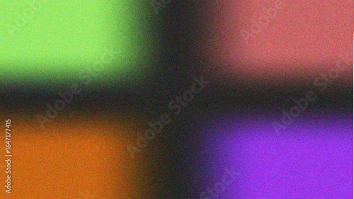 Abstract geometric composition with four quadrants of vibrant colors including lime green orange red and purple creating a modern and energetic visual