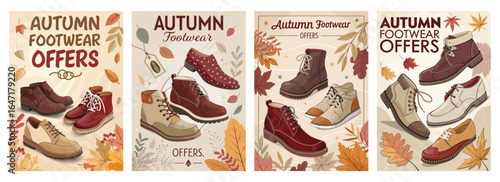 Stylish autumn footwear offers featuring a variety of shoes on a warm, autumnal background.
