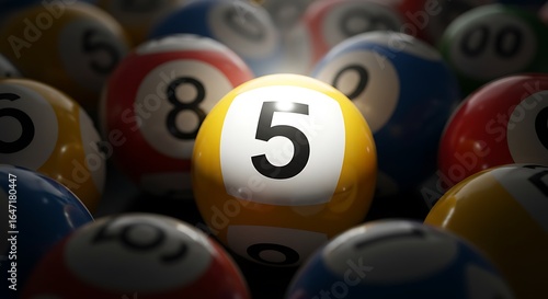 Lottery Balls: Number 5 Focus