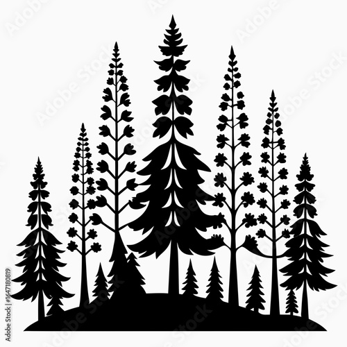 Foxglove Grove vector clean black silhouette design white background