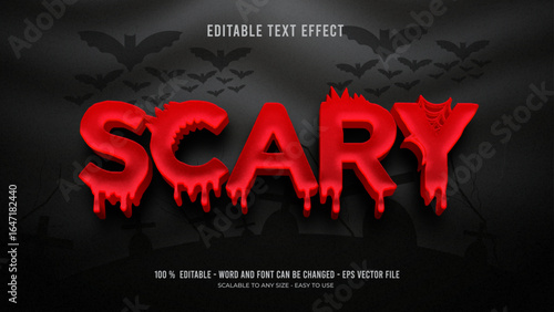 Editable text effect scary 3d style premium vector	
