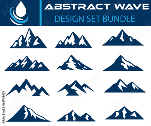 Mountain range design set bundle isolated on white background