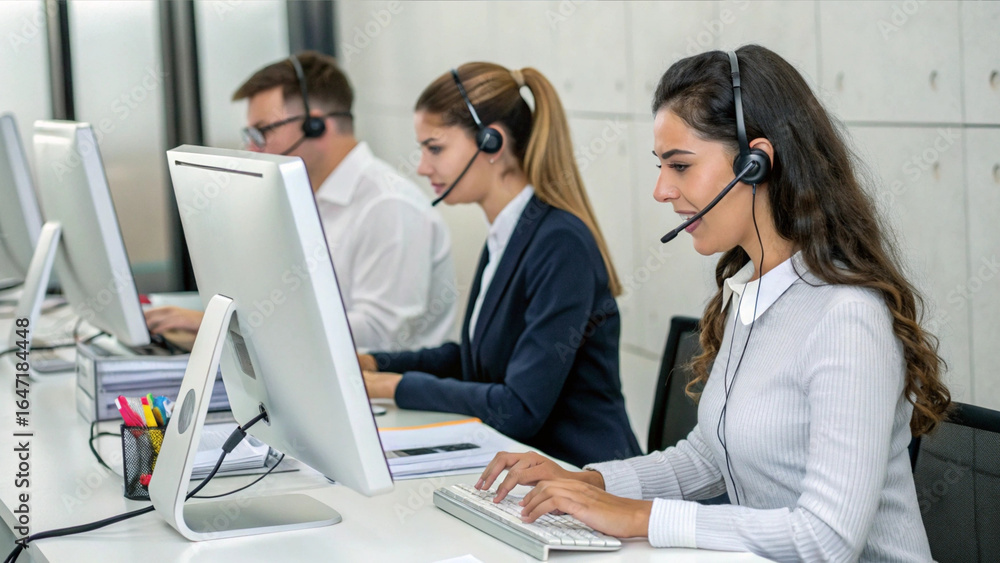 business people working in a call center business people working in a call center