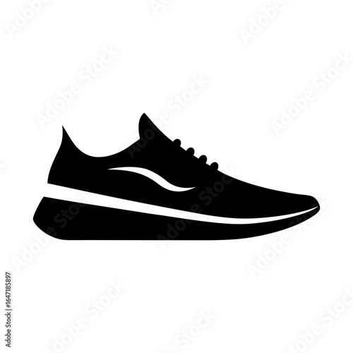 Silhouette of a fast sneaker shoe design symbolizing speed vector art with white background