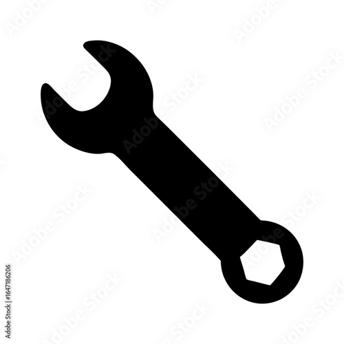 Silhouette of a wrench tool for repairing and construction vector art