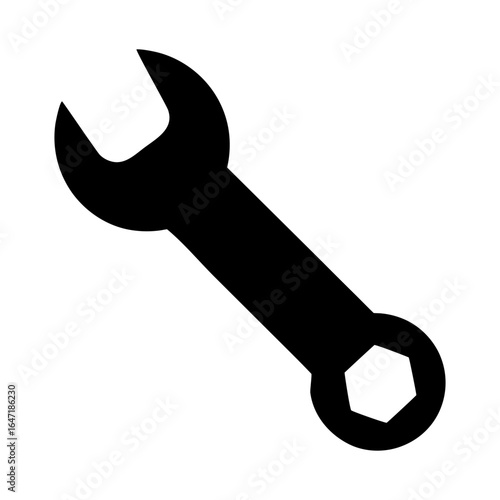 Minimalist silhouette of a wrench hardware repair tool vector illustration