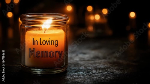 condolence card with burning candle in loving memory animation
