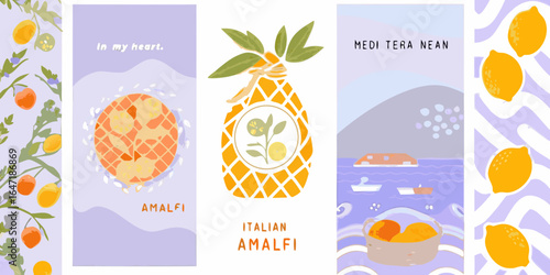 Amalfi coast italian summer vibes with lemons and mediterranean scenery