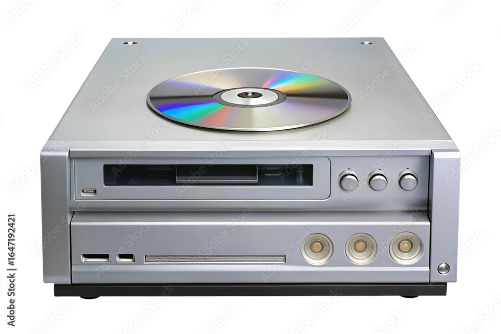 Fototapeta premium Silver cd player with disc on top