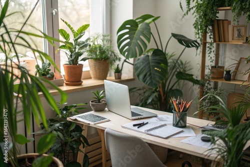 Home Office Surrounded by Plants