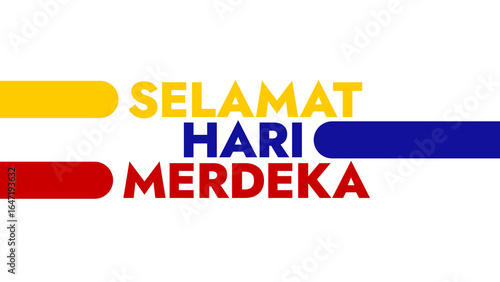 Selamat Hari Merdeka colorful text typography on white or black background banner illustration great for wishing and celebrating awareness for Happy Selamat Hari Merdeka in August