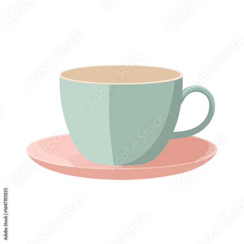 flat vector tea cup and saucer