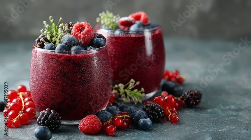 Refreshing berry smoothies kitchen counter beverage photography bright space close-up healthy living