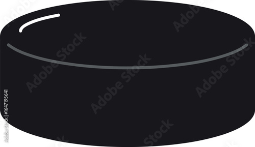 Black hockey puck isolated on white background