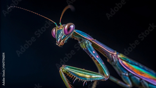 Wallpaper Mural Stunning iridescent praying mantis reveals vibrant rainbow hues in macro detail, showcasing nature's intricate beauty and predatory grace Torontodigital.ca