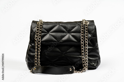 Elegant Black Leather Quilted Handbag with Chain Strap