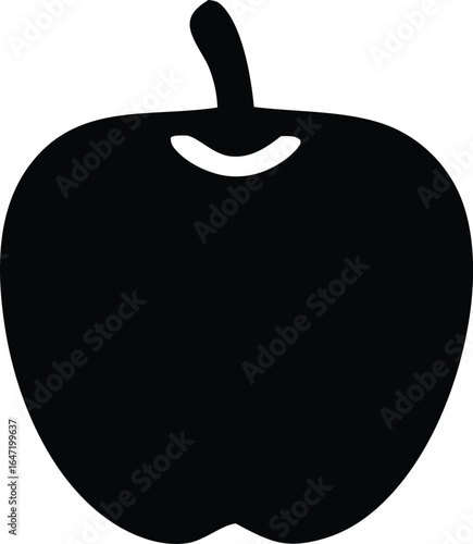 Εκτύπωση καμβά A simple black silhouette of a fresh apple with a stem and a subtle indentation
