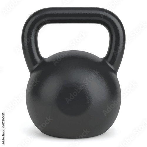 Heavy black kettlebell, a core piece of fitness equipment for strength training and effective home workouts to build muscle.