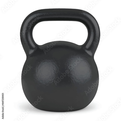 Black cast iron kettlebell, a powerful fitness tool for strength training and conditioning exercises, isolated on white background.