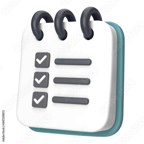 Modern 3D Rendered Calendar with Checkmarks Illustrating Task Completion and Schedule Planning