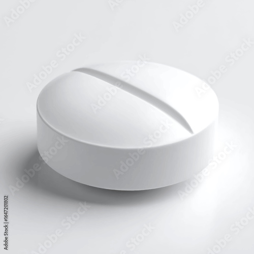 A pristine white pill, symbolizing health, medication, and the essence of modern pharmaceutical care.