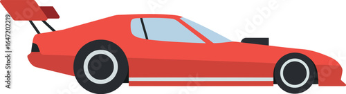 Red drag racing car with spoiler