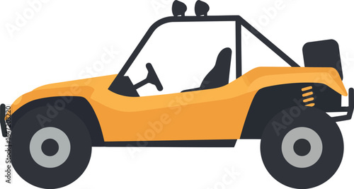 Yellow off road buggy side view