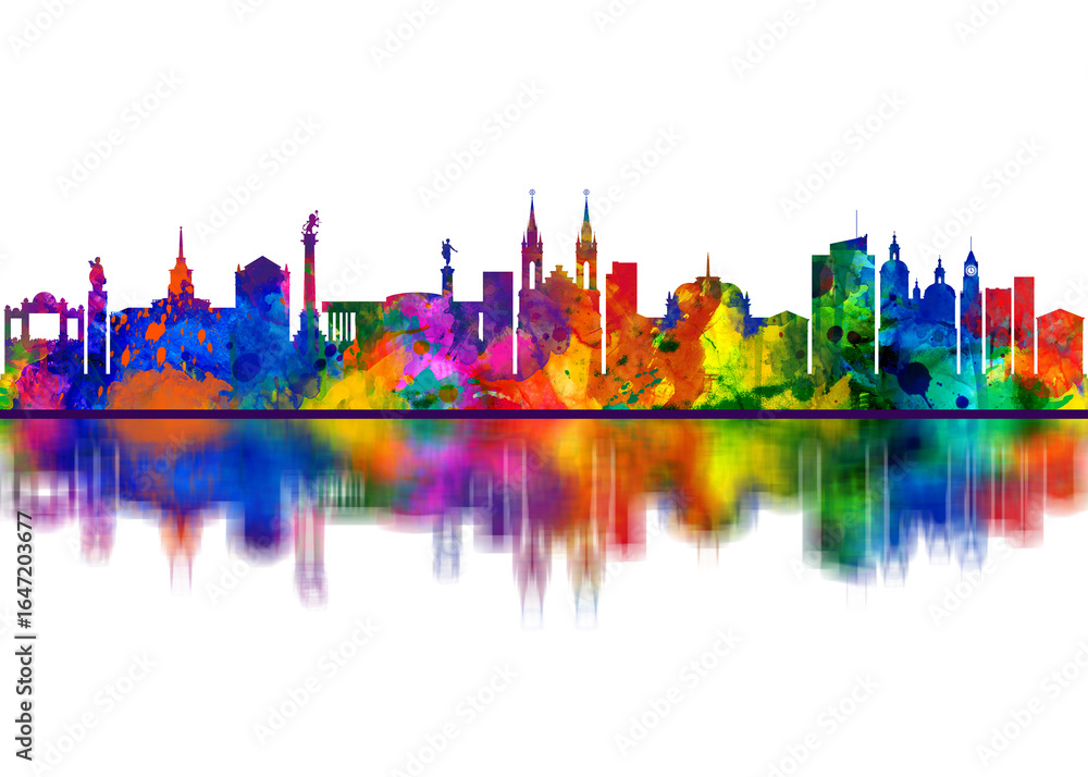 Obraz premium Krasnoyarsk Russia Skyline. Cityscape Skyscraper Buildings Landscape City Downtown Abstract Landmarks Travel Art