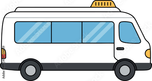 White minibus taxi urban transport icon