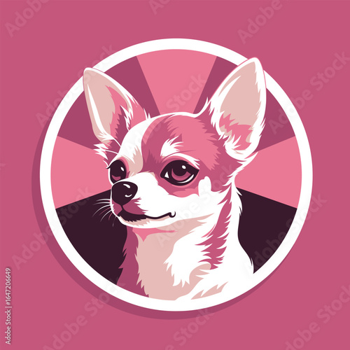 cavalier king charles spaniel dog portrait. Vector illustration in pink background.