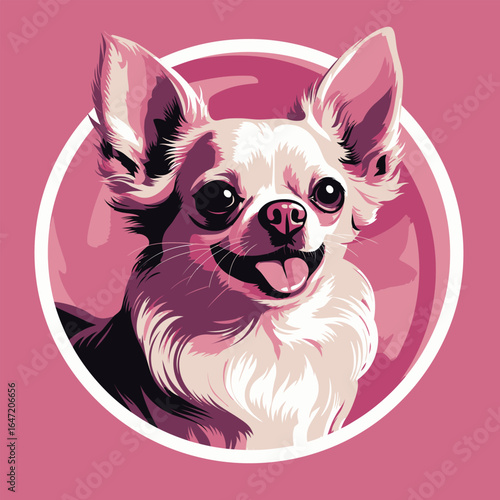 cavalier king charles spaniel dog portrait. Vector illustration in pink background.