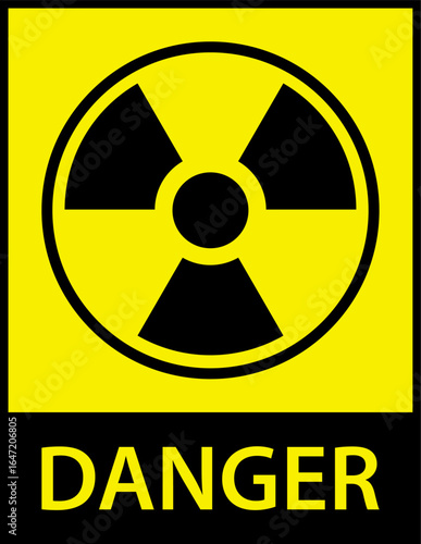 Caution danger radioactive Ionizing radiation material signage yellow printable sign. ionising radiation