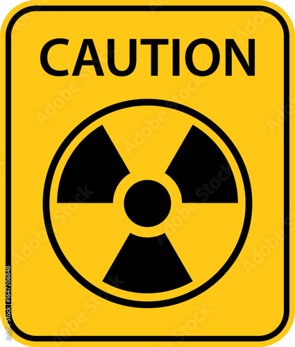 Caution danger radioactive Ionizing radiation material signage yellow printable sign. ionising radiation