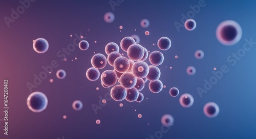 Abstract 3D Render of Cells Biology Science Background.