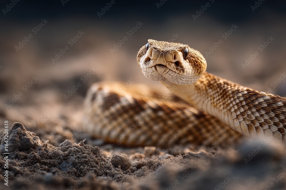 Obraz premium Snake Strike. Rattlesnake Ready to Attack in the Wild Nature Habitat