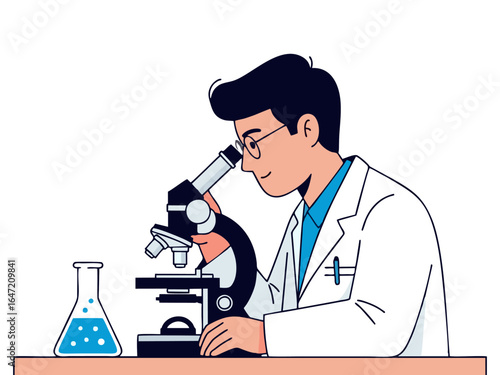 scientists who examine through a microscope