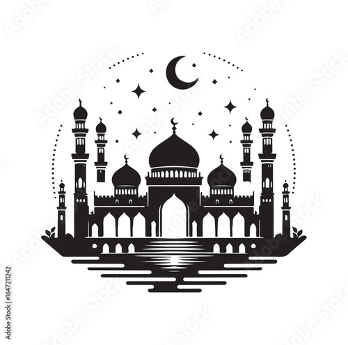 Eid Mubarak Vector Design with Islamic Architecture