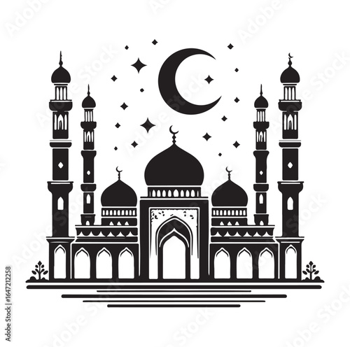 Eid Mubarak Vector Design with Islamic Architecture