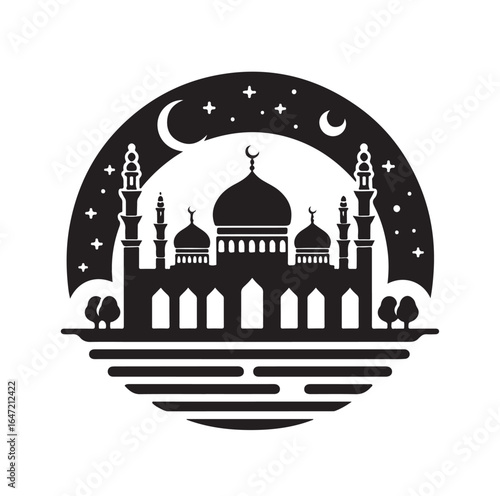 Eid Mubarak Vector Design with Islamic Architecture