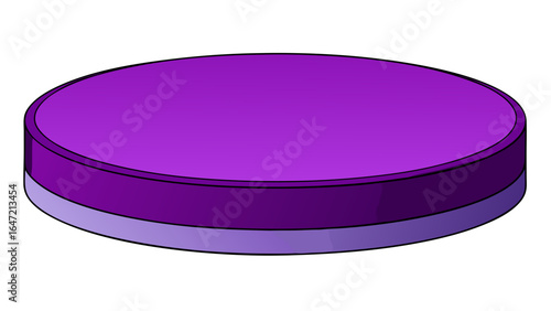 Realistic 3D render of a simple round dark purple  platform with geometric design, perfect for displaying products or advertising in white background vector illustration.