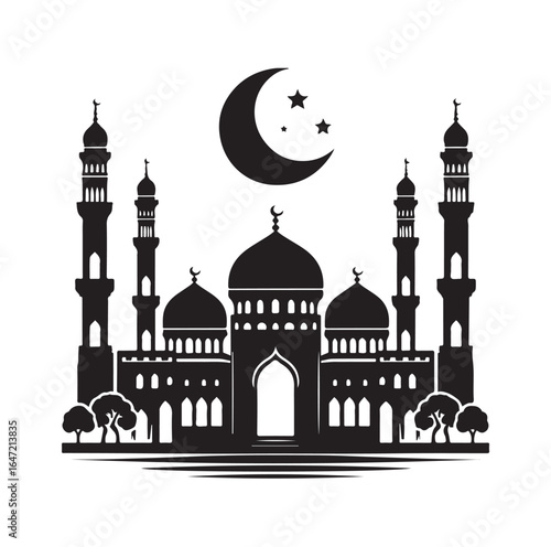 Eid Mubarak Vector Design with Islamic Architecture