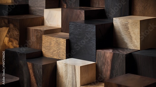 Collection of Exquisite Wood Blocks Diverse Textures and Colors