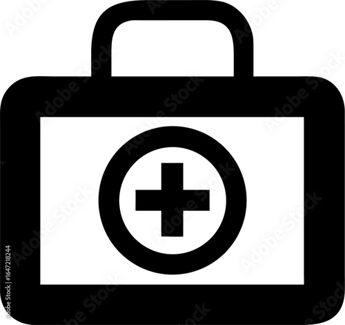 Medical emergency kit icon with first aid symbols and cross