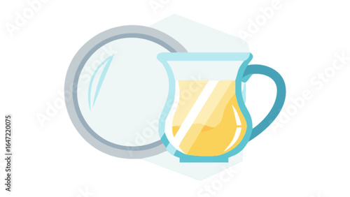 Illustration of fresh juice pitcher with glass for healthy breakfast drink concept and design art